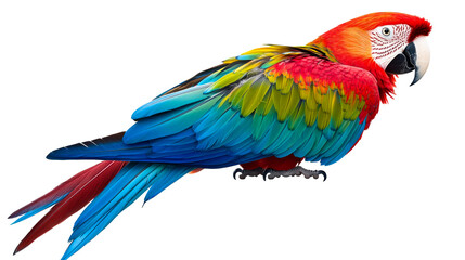 Fototapeta premium Colorful Parrot Profile, Tropical Bird, Scarlet Macaw, cut out transparent