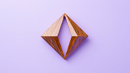 Geometric Wooden Diamond Shape On Purple Background