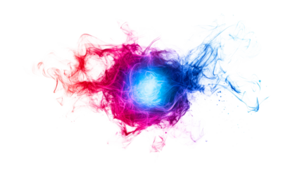 Vibrant plasma energy burst with flowing smoky trails, cut out transparent