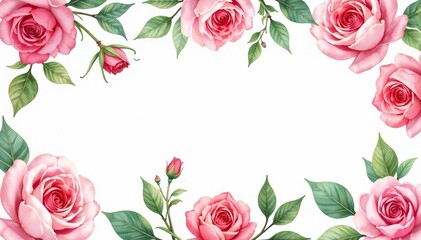 Delicate watercolor roses & leaves, repeating pattern, rose, floral, spring