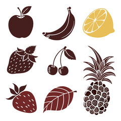 Fruits silhouette bundle set vector
