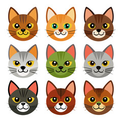 Cat face silhouette set bundle vector