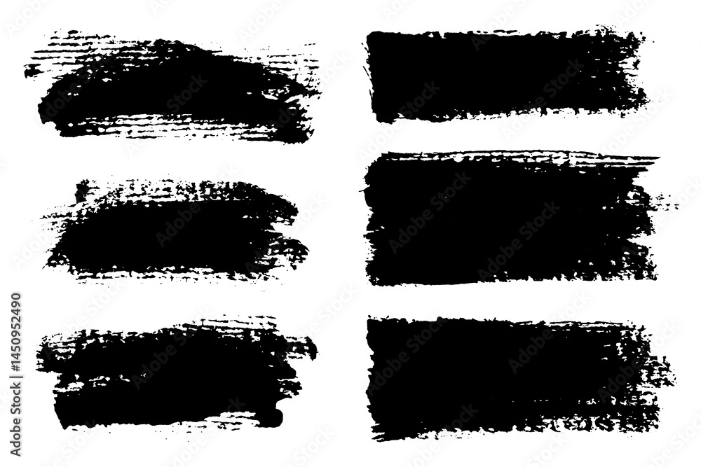Aufkleber vector brush stroke textures of different shapes. paint text boxes and paintbrush collection. grunge