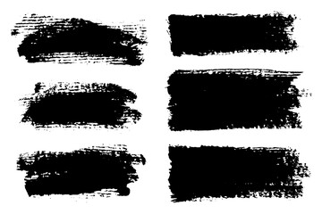 Vector brush stroke textures of different shapes. Paint text boxes and paintbrush collection. Grunge banners for authentic design vibe. Painted backgrounds