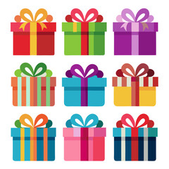 Gift box flat icons pack vector design with editable