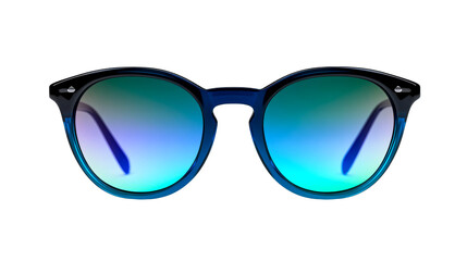 Fototapeta premium Round framed eyewear with gradient lenses, cut out transparent