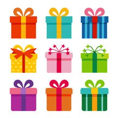 Gift box flat icons pack vector design with editable