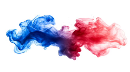 Vibrant fluid streams in blue and red abstract shape, cut out transparent