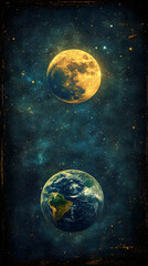 Celestial bodies, Earth and moon, cosmic view