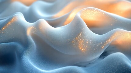 Fototapeta premium Abstract Wavy Surface with Glittering Particles A Soft Textured Landscape for Design and Arti