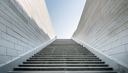 Fototapeta premium striking white staircase with concrete block sides a minimalist architectural marvel