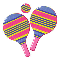 Beach Tennis Rackets and Ball . Summer Sports equipment Vector Illustration
