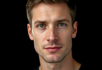 Fototapeta premium Male portrait on black background