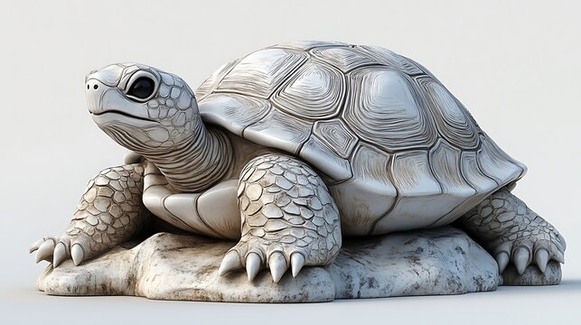 Elegant High Resolution Photo Of A Turtle Shell On Stone Against White Backdrop