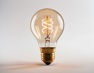 An electric bulb shines brightly on a white background.