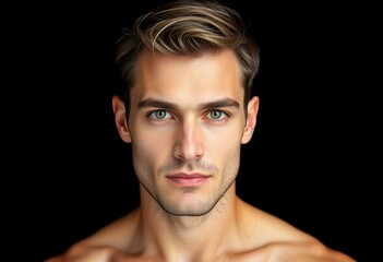 Fototapeta premium Male portrait on black background