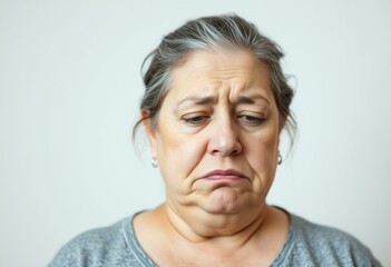 Overweight female portrait with somber expression