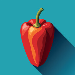 Bright red bell pepper with vibrant colors and a sleek shadow on a teal background Generative AI