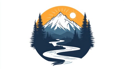 Obraz premium Mountain River Scenic Circle Art (2)