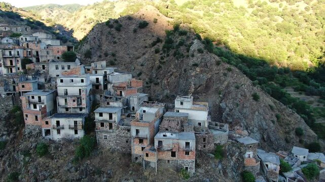 Roghudi Vecchio, Calabria. Aerial drone view.