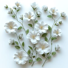 Obraz premium Elegant White Dogwood Flowers Blossom Against A Clean Background High Resolution Photo