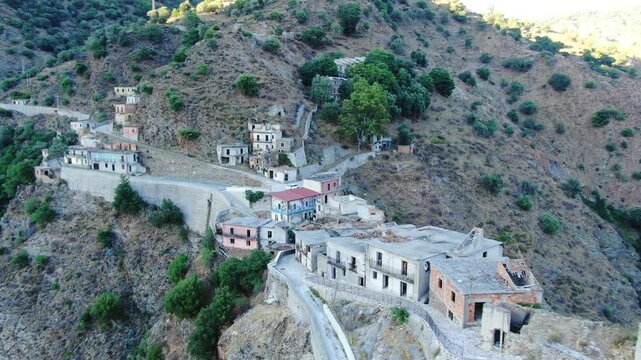 Roghudi Vecchio, Calabria. Aerial drone view.