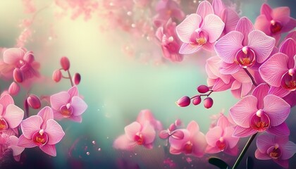 pink orchid blooms abstract background