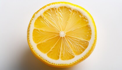 vibrant lemon slice a closeup on fresh citrus fruit against clean white backdrop