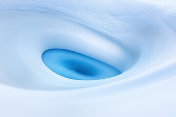 Abstract swirling blue and white pattern resembling a glacial crevasse or a deep, icy hole