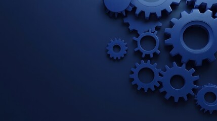 Blue gears on dark background