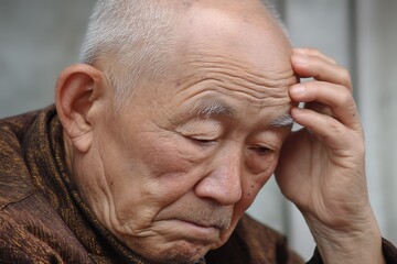 Fototapeta premium Older man face showing headache discomfort 