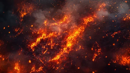 Papier peint photo Bordeaux Infernal Blaze: A fiery abstract landscape  © supardi