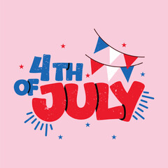 4th Of July Lettering Vector Design.