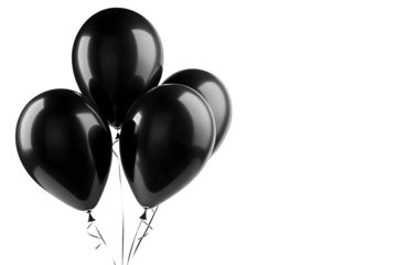group of black helium balloon isolated on transparent background.PNG