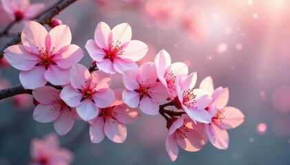 Fototapeta premium Continuous, intertwined blossoms; soft color palette , graphic, print, pattern
