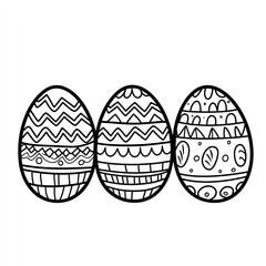 Fototapeta premium Decorated Easter eggs, spring holiday, white background, coloring page (1)