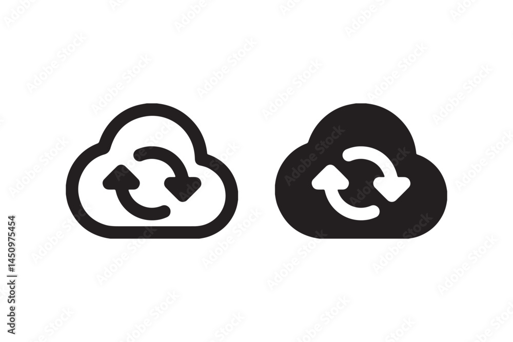 Poster cloud sync icon with arrows in vector style vector