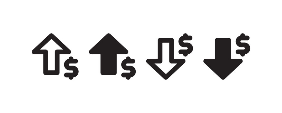 Price increase and decrease icon with dollar sign Vector