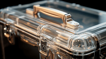 Naklejka premium Clear acrylic cosmetic organizer box with handle for makeup storage and display case vanity container 100