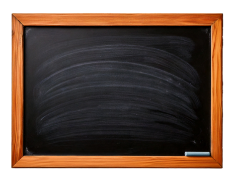 Blank blackboard with chalk, isolated and separated on a pure white transparent background, showcasing an empty, clean slate, ideal for creative, educational, or professional purposes, allowing for fr