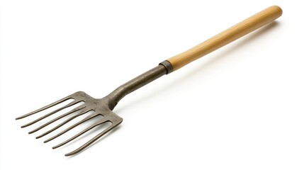 Garden rake with wooden handle