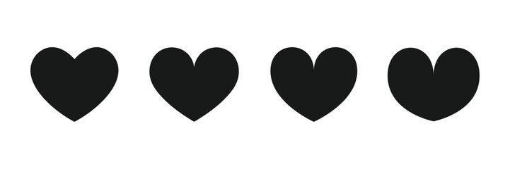 Black color heart icon set
