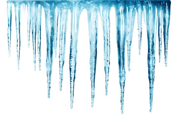 Fototapeta premium set of blue ice icicles isolated on white or transparent png
