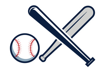 Baseball Bat and Baseball Outline and Silhouette Clipart Set