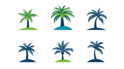 Fototapeta premium Palm Tree Icons Collection