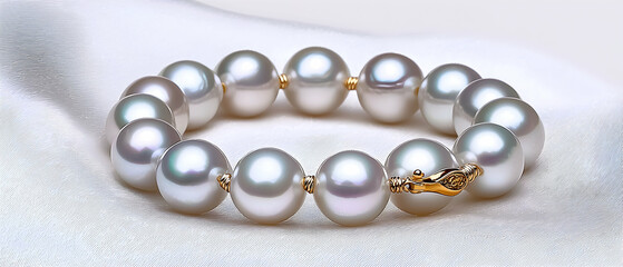 Obraz premium Elegant Pearl Bracelet With Gold Clasp
