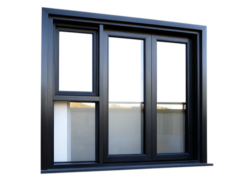 black modern window frame isolated on white or transparent,PNG