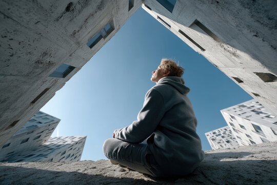 Solitude moment: empty silence, quiet space, inner void, personal distance, absent touch, mental echo, social gap, emotional shadow, single figure, isolated mood, private time, thoughtful pause.