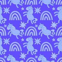 Obraz premium Christmas animals seamless horse pattern for wrapping paper and fabrics