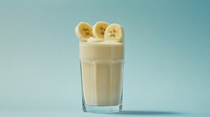 Protein Shake in Clear Glass with Banana Slices - Ultimate
